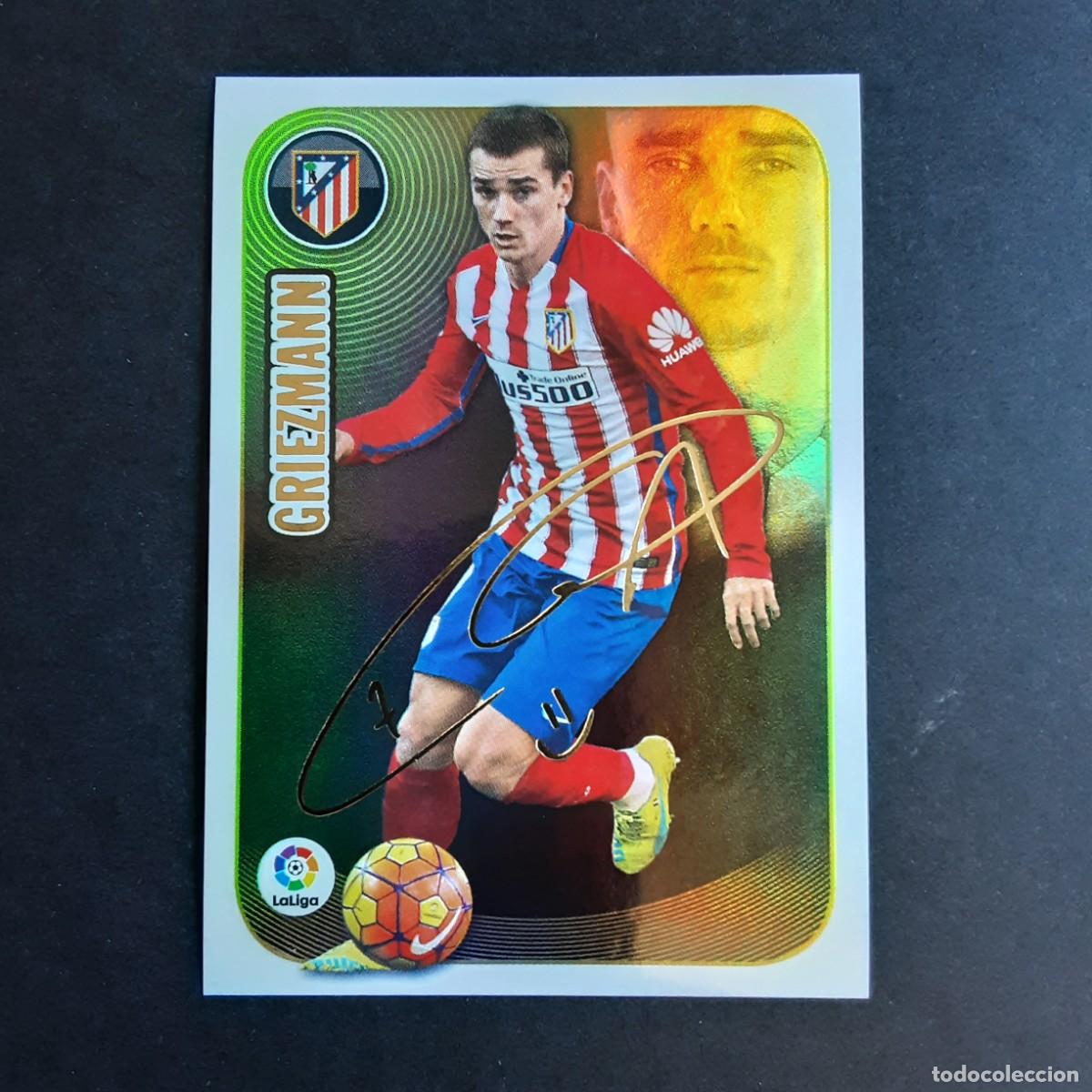 Figurine di Calcio: CROMO LIGA 2016 2017 ESTE PANINI SERIE ORO N&ordm;7 GRIEZMANN-AT.MADRID LOGO VIEJO REDONDO NUNCA PEGADO