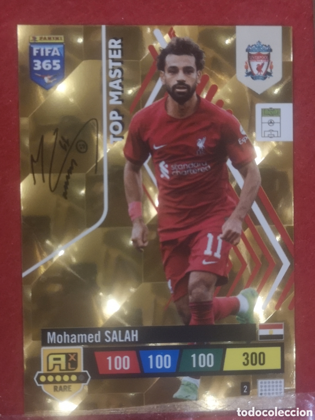 Cromos de f&uacute;tbol: FIFA 365 ADRENALYN 2023 TOP MASTER SALAH FIRMADA 2 LIVERPOOL