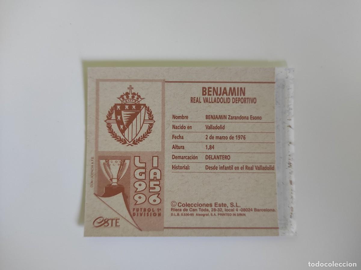 Cromos de f&uacute;tbol: ~ CROMO BENJAMIN VALLADOLID 1995-1996 95-96 ESTE VERSI&Oacute;N VIAJES HALC&Oacute;N VENTANILLA ~ - Foto 2