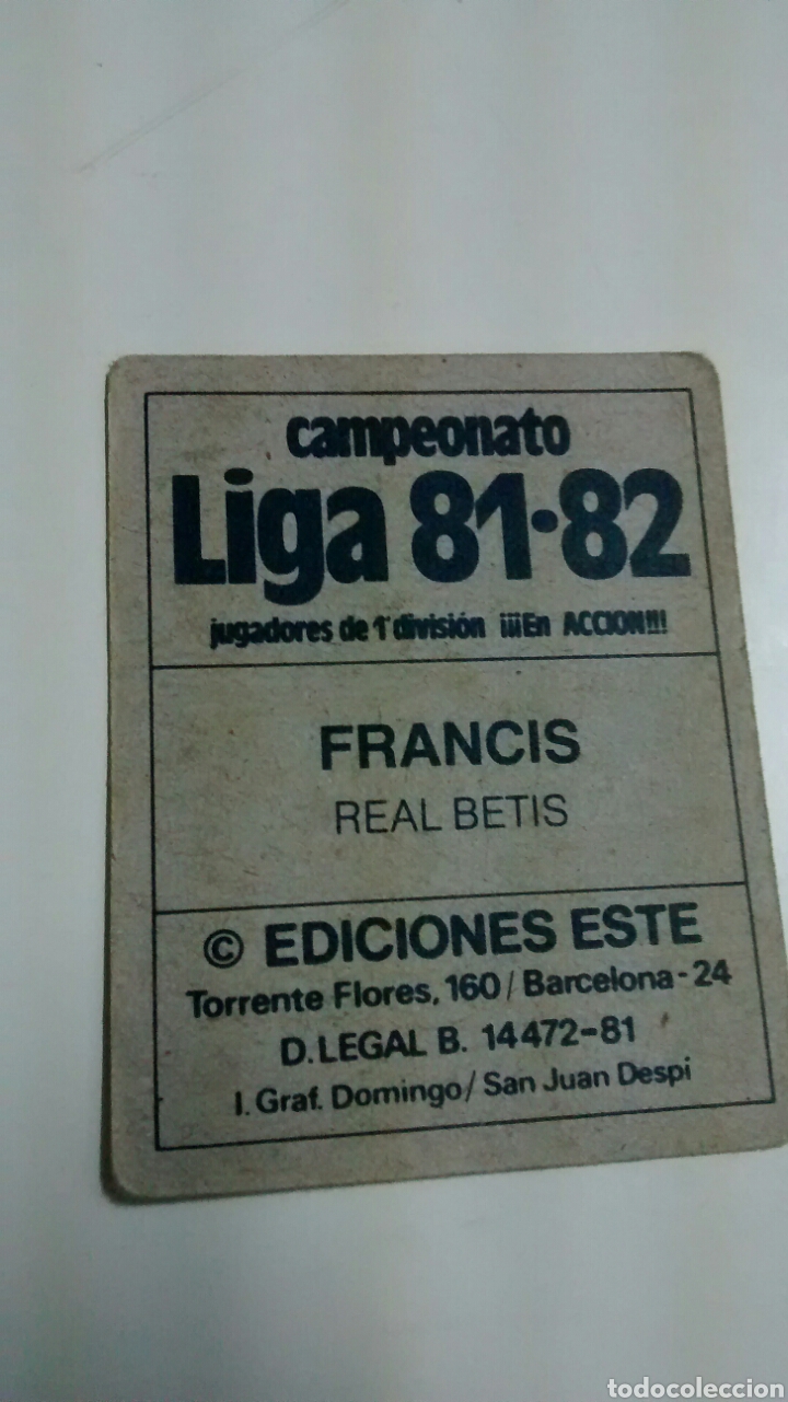 Cromos de f&uacute;tbol: 81 82 1981 1982 ESTE FRANCIS - Foto 2