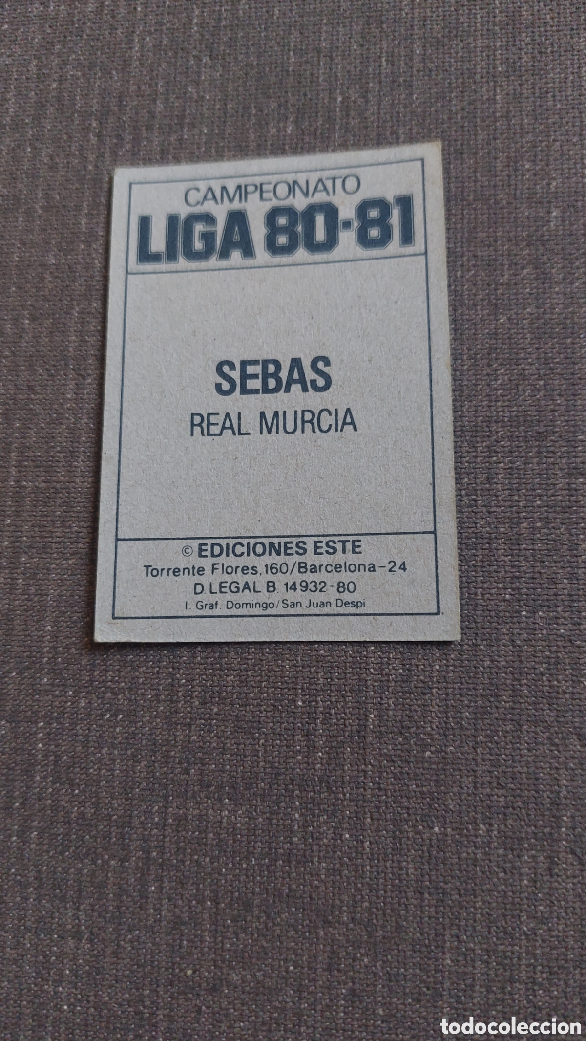 Cromos de f&uacute;tbol: Sebas sin pegar murcia 80/81 - Foto 2