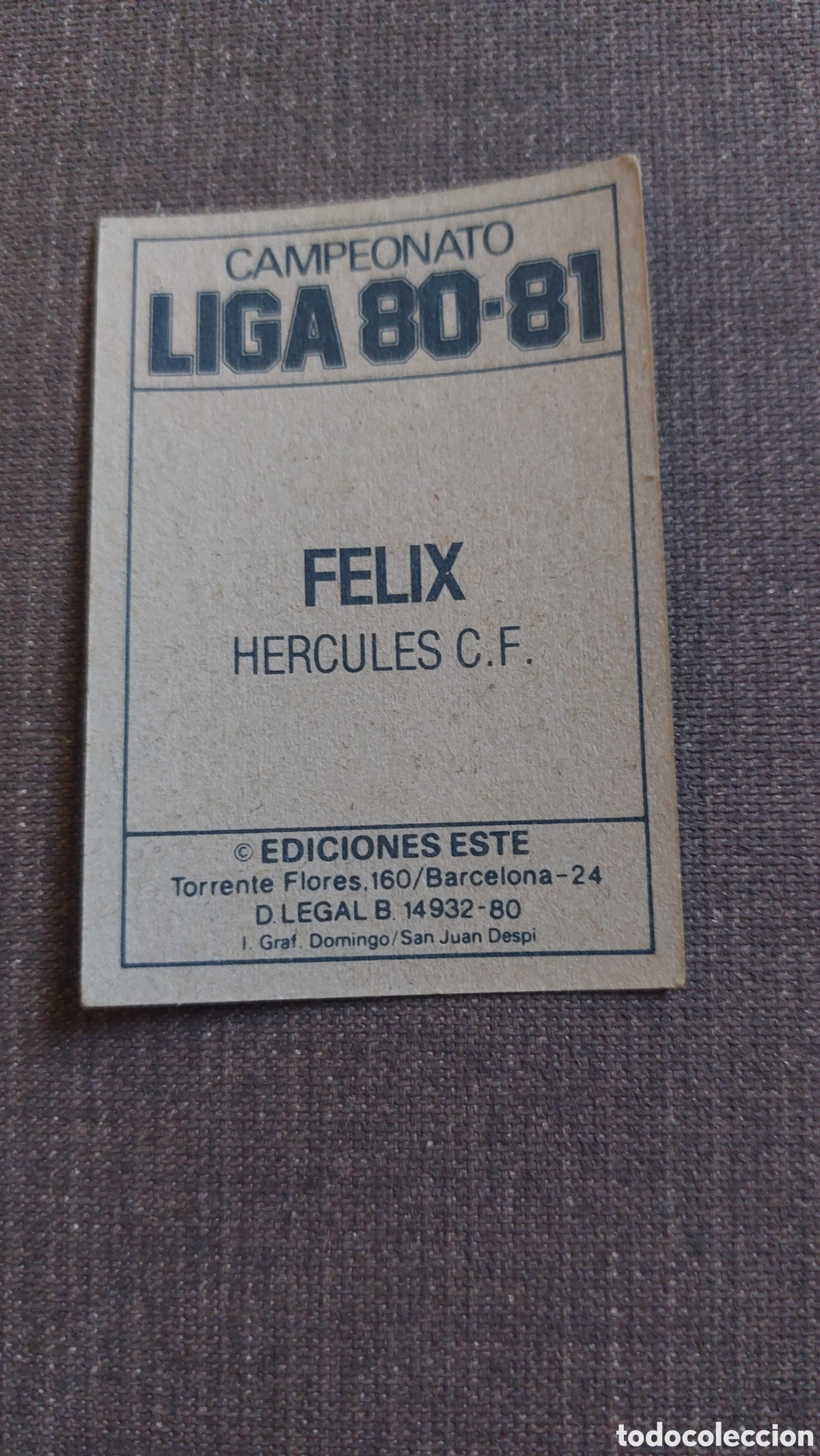 Cromos de f&uacute;tbol: Felix sin pegar H&eacute;rcules 80/81 - Foto 2