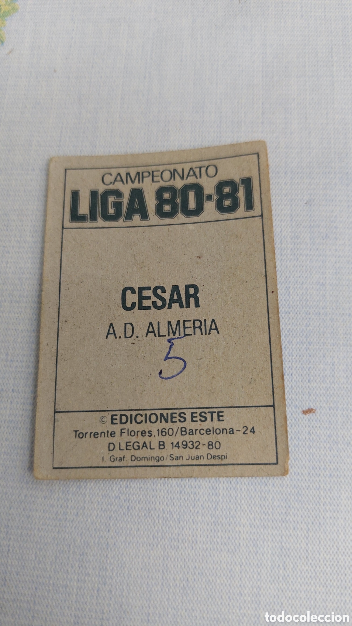 Cromos de f&uacute;tbol: Cesar sin pegar ALMER&Iacute;A 80/81 - Foto 2