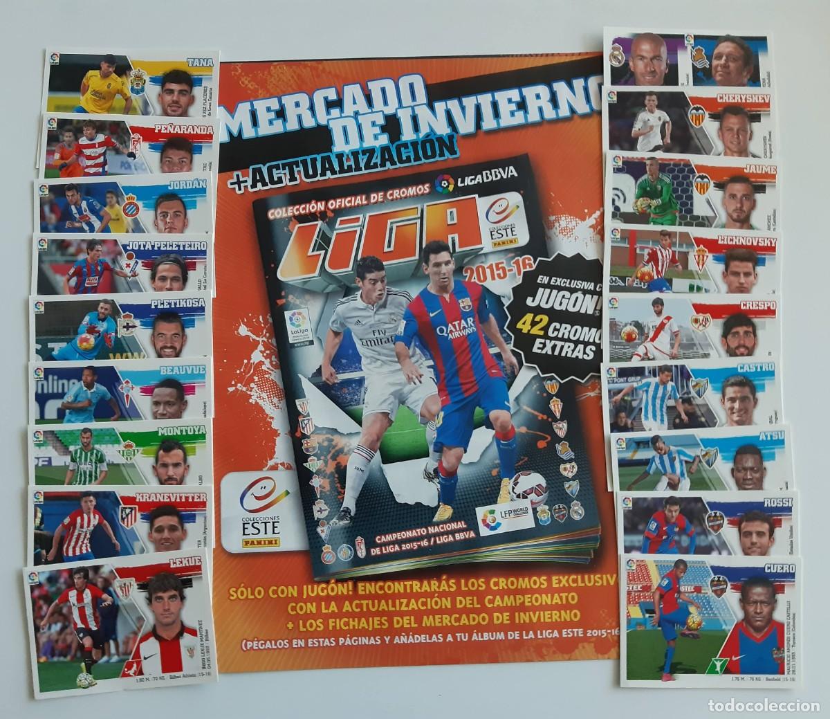 Fu&szlig;ball-Sticker: Liga Este Mercado de Invierno 2015 2016 Panini hojas + 30 cromos