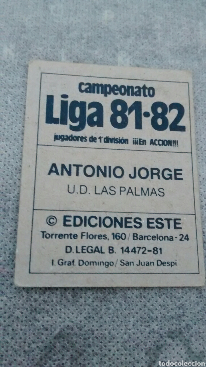Cromos de f&uacute;tbol: 81 82 1981 1982 ESTE ANTONIO JORGE (A1) - Foto 2