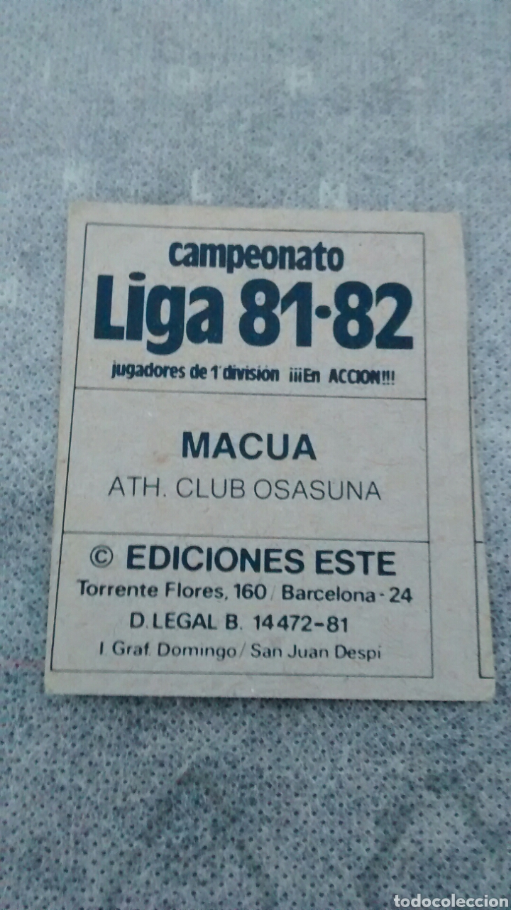 Cromos de f&uacute;tbol: 81 82 1981 1982 ESTE MACUA (A2) - Foto 2