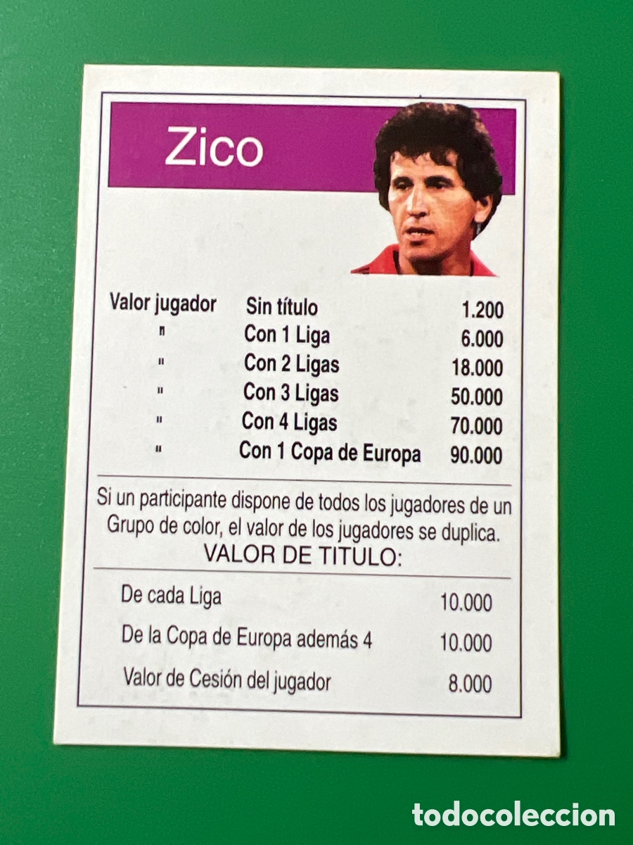 Cromos de Futebol: C2468. CARTA DE JUEGO CROMO ZICO CEDIDO