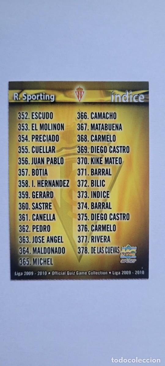 Cromos de Futebol: 2009 2010 373 INDICE SPONTING OFFICIAL QUIZZ