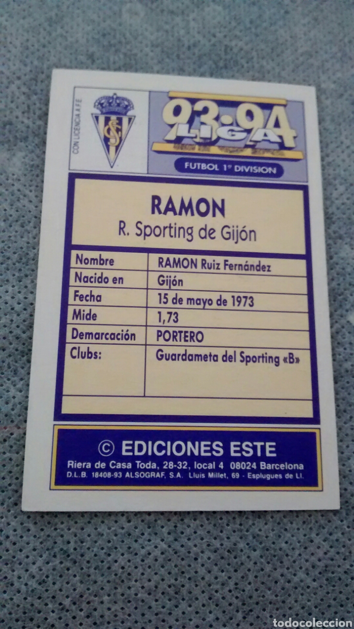 Cromos de f&uacute;tbol: 1993 93 94 ESTE RAMON (A2) - Foto 2
