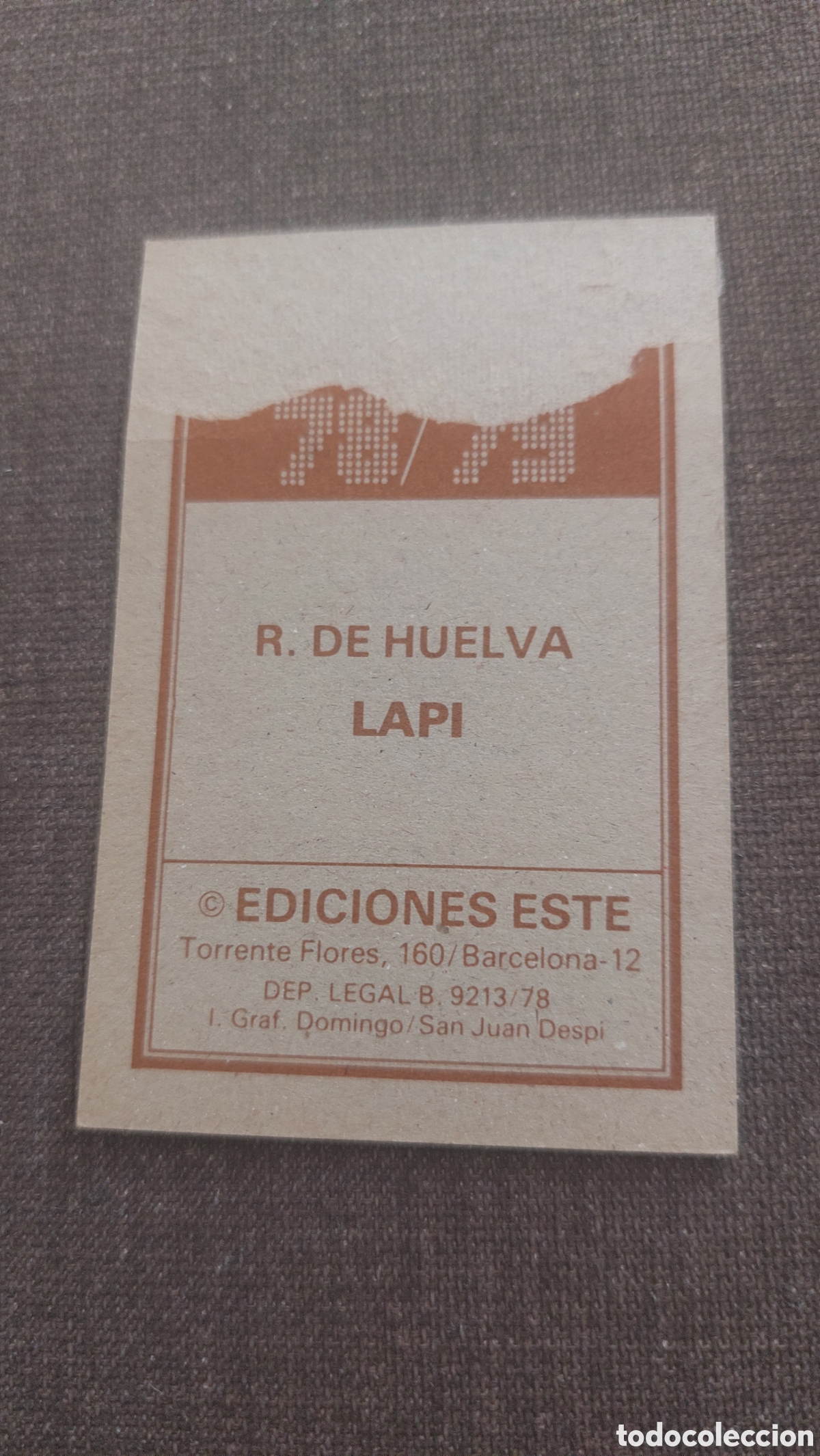 Cromos de f&uacute;tbol: Lapi liga este huelva cromo 78/79 - Foto 2