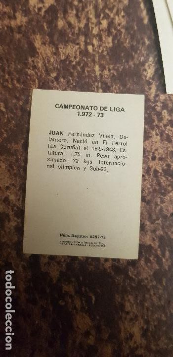 Cromos de f&uacute;tbol: JUAN - Foto 2