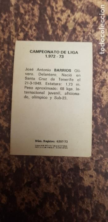 Cromos de f&uacute;tbol: BARRIOS - Foto 2