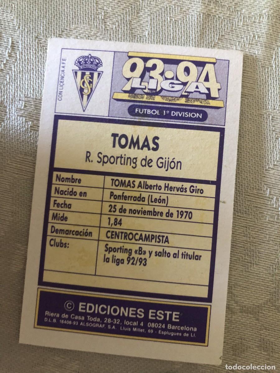Cromos de f&uacute;tbol: TOM&Aacute;S SPORTING DE GIJ&Oacute;N EDICIONES ESTE 93 94 1993 1994 - Foto 2