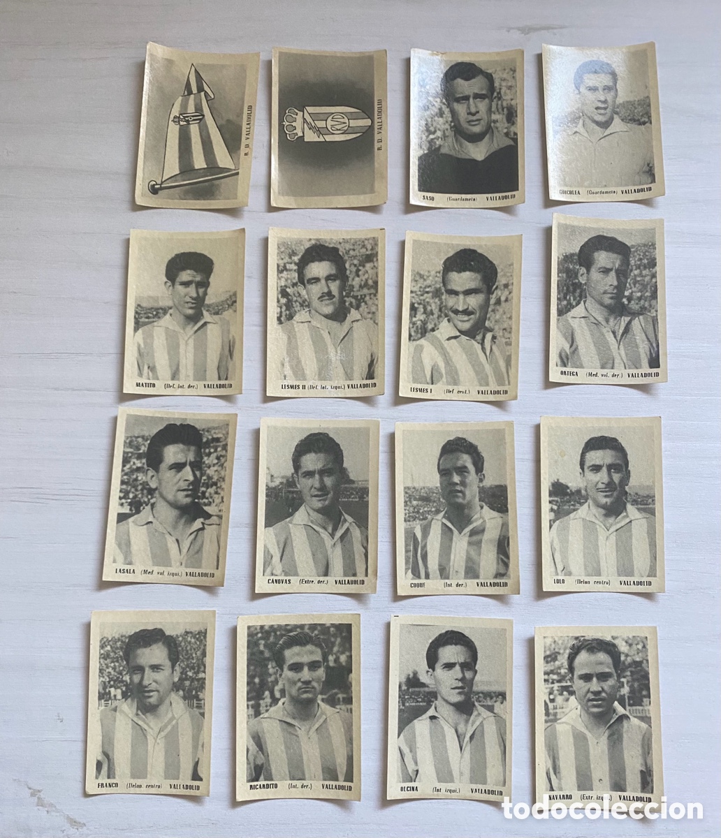 Cromos de F&uacute;tbol: Rea Valladolid Bruguera Ases del F&uacute;tbol 1951 1952 51 52 Equipo Completo. Sin pegar Nunca Pegado