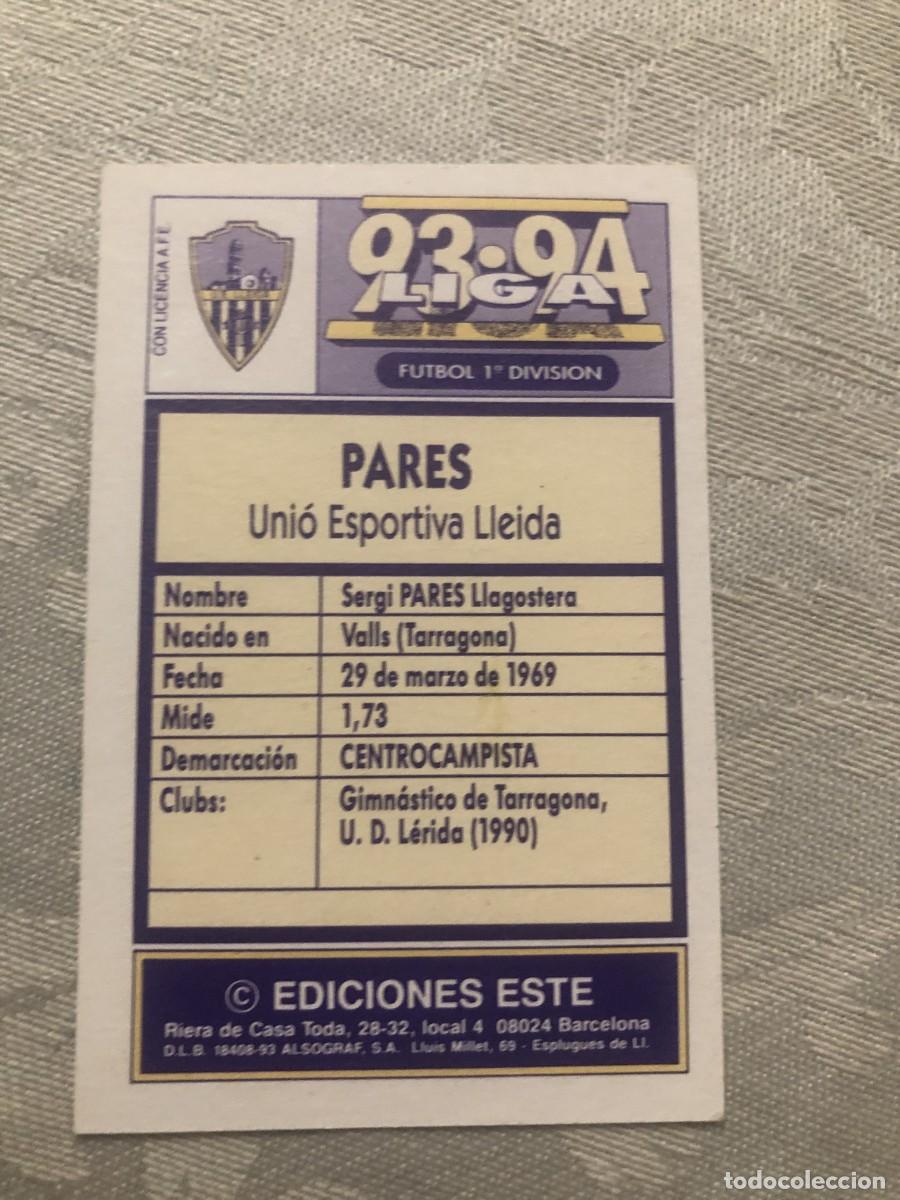 Cromos de f&uacute;tbol: PARES LLEIDA ESTE 93-94 - Foto 2