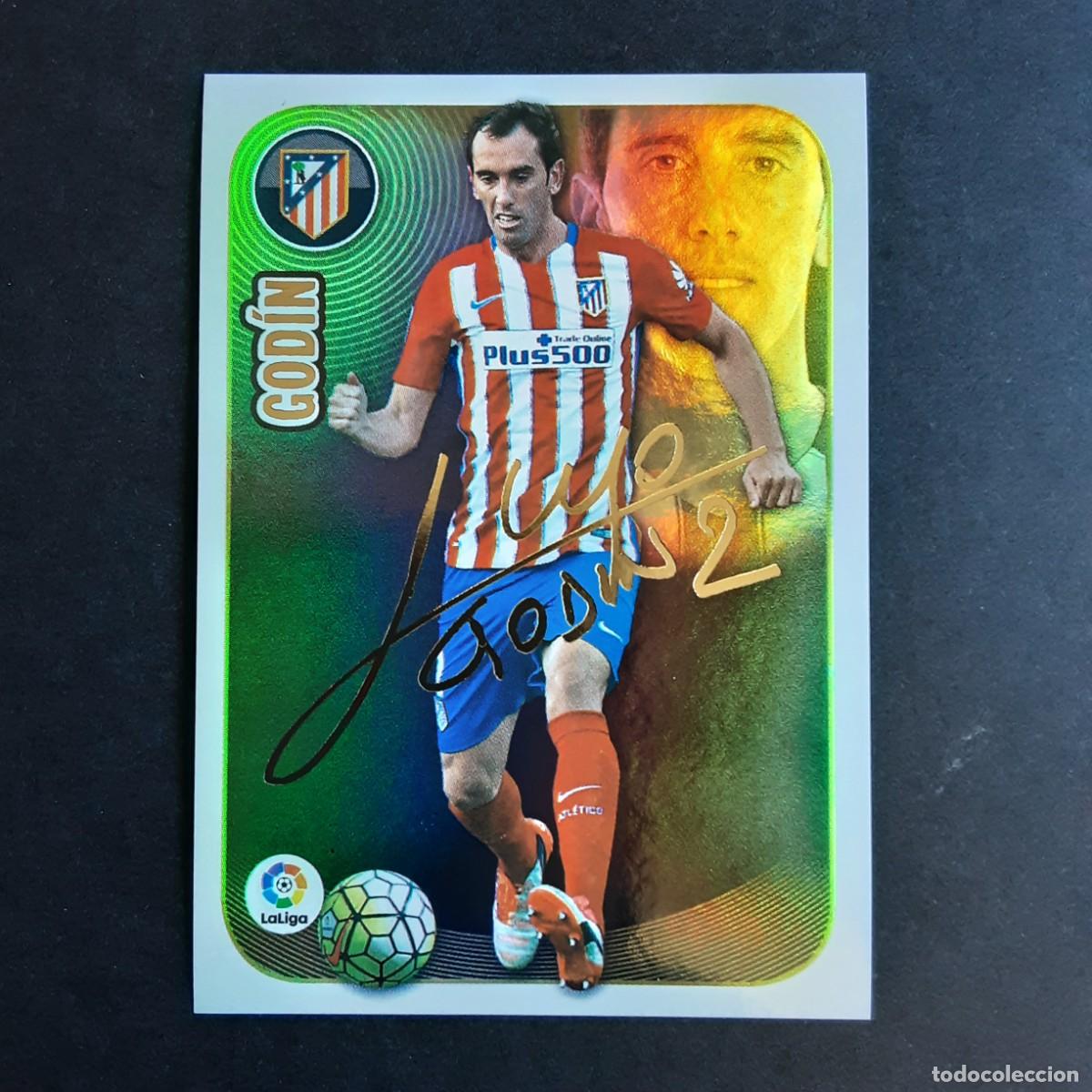 Cromos de f&uacute;tbol: CROMO LIGA 2016 2017 ESTE PANINI SERIE ORO N&ordm;6 GODIN-AT.MADRID LOGO VIEJO REDONDO NUNCA PEGADO