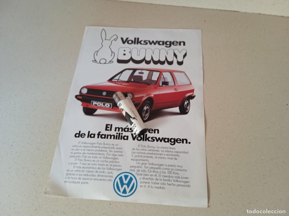 Cromos de F&uacute;tbol: Ficha tecnica publicidad Volkswagen Bunny. Volkswagen Polo.A&ntilde;o 1985