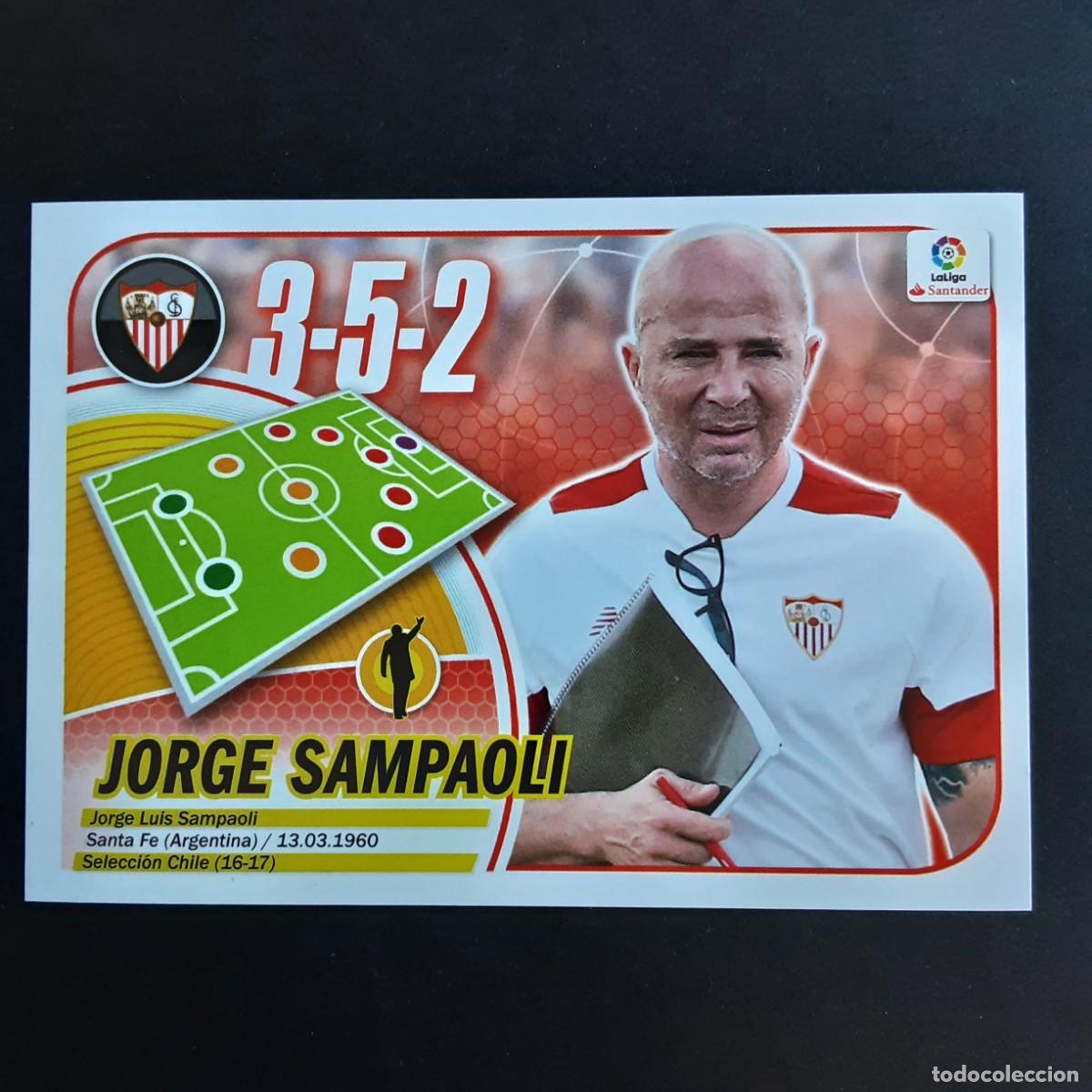 Cromos de f&uacute;tbol: CROMO LIGA 2016 2017 ESTE PANINI N&ordm;34 ENTRENADOR SAMPAOLI-SEVILLA LOGO SANTANDER NUNCA PEGADO