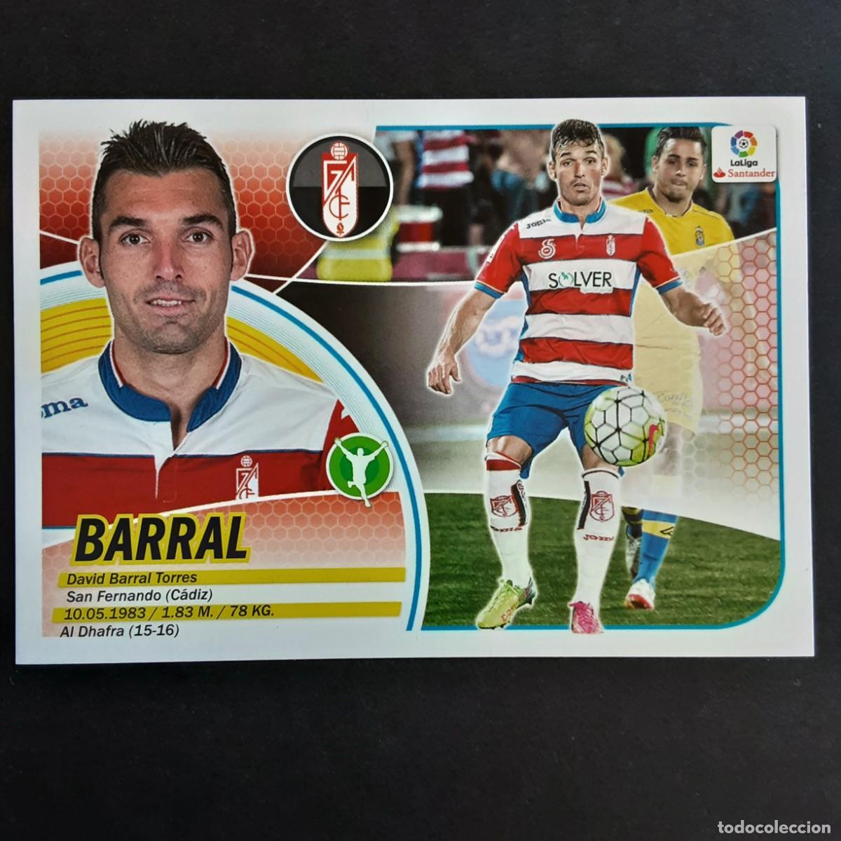 Cromos de f&uacute;tbol: CROMO LIGA 2016 2017 ESTE PANINI N&ordm;15B BARRAL-GRANADA LOGO SANTANDER NUNCA PEGADO