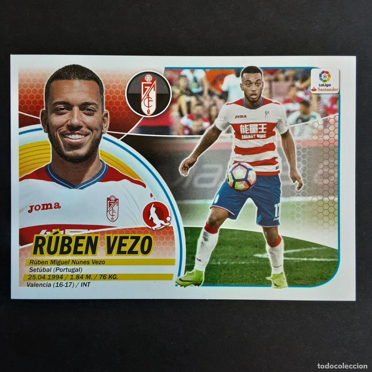 Cromos de f&uacute;tbol: CROMO LIGA 2016 2017 ESTE PANINI N&ordm;5 BIS RUBEN VEZO-GRANADA LOGO SANTANDER NUNCA PEGADO