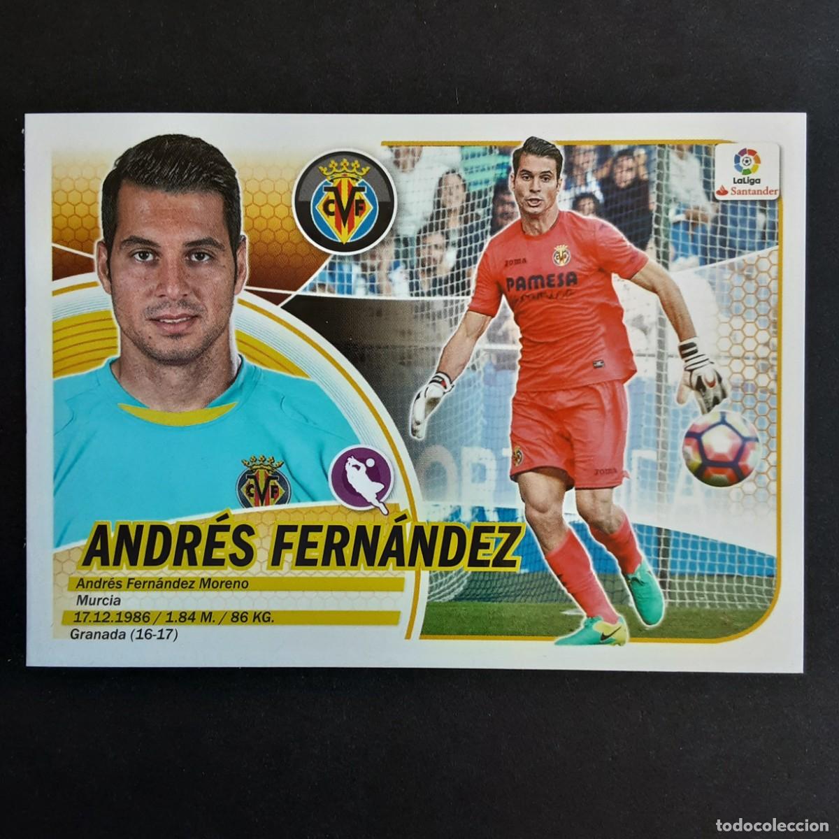 Cromos de f&uacute;tbol: CROMO LIGA 2016 2017 ESTE PANINI N&ordm;2 BIS ANDRES FERNANDEZ-VILLARREAL LOGO SANTANDER NUNCA PEGADO