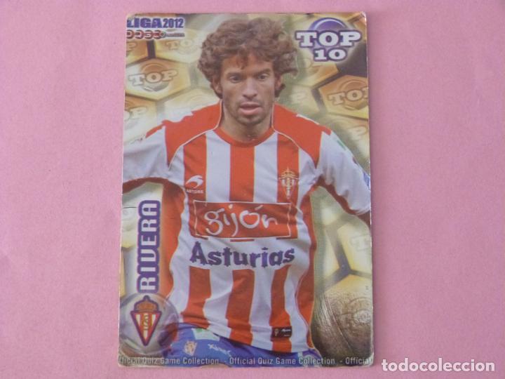 Cromos de F&uacute;tbol: TRADING CARD FUTBOL RIVERA SPORTING GIJON BRILLO DORADO LISO N&ordm; 618 TOP MUNDICROMO 2011-2012/11-12