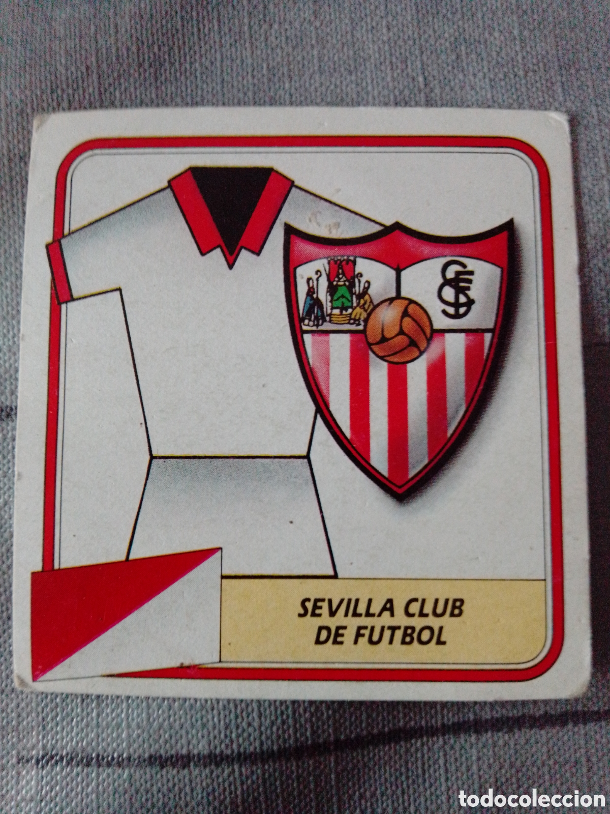 Football Stickers: Cromo -EQUIPACION I ESCUDO SEVILLA- Liga 1989-90 este, Nuevo sin pegar