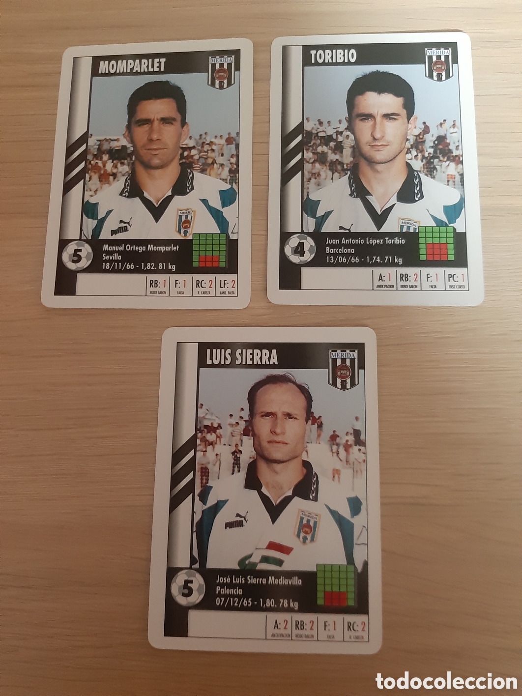 Cromos de f&uacute;tbol: 3 CARTAS MERIDA BARAJA MARCA SUPERGOL 95 #2
