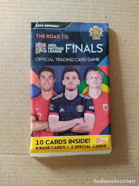Cromos de F&uacute;tbol: SOBRE CROMOS VAC&Iacute;O ROAD TO UEFA NATIONS LEAGUE FINALS TOPPS MATCH ATTAX 101 HAALAND CR7 CRISTIANO