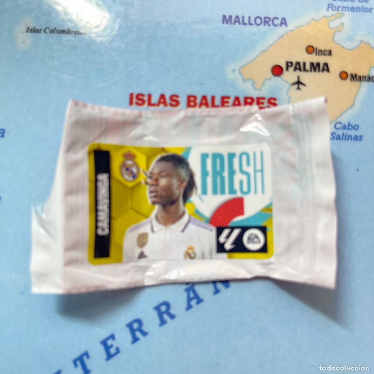 Cromos de f&uacute;tbol: Cromo chicle serie Fresh camavinga Del Real Madrid, liga este 23-24 2023-2024