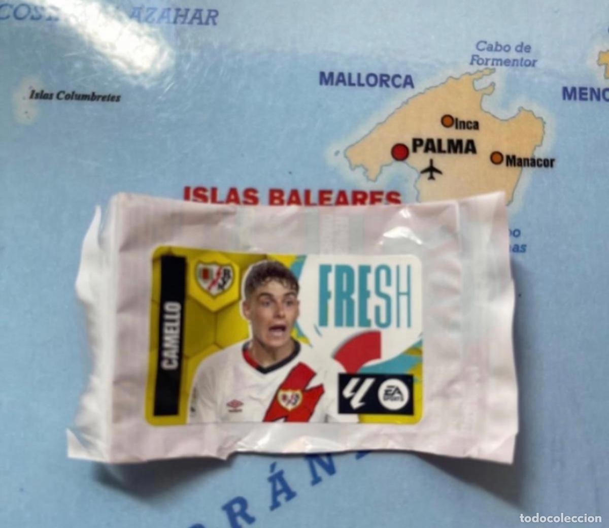 Cromos de f&uacute;tbol: Cromo chicle serie Fresh camello del rayo Vallecano, liga este 23-24 2023-2024