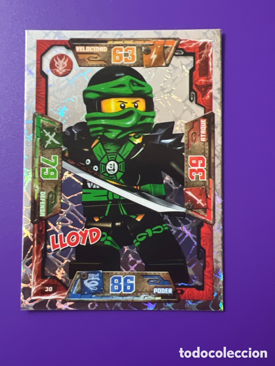 Fu&szlig;ball-Sticker: C5436. Cromo carta brillante n&deg; 30 LLOYD NINJAGO MASTERS OF SPINJITZU DE LEGO 2016.