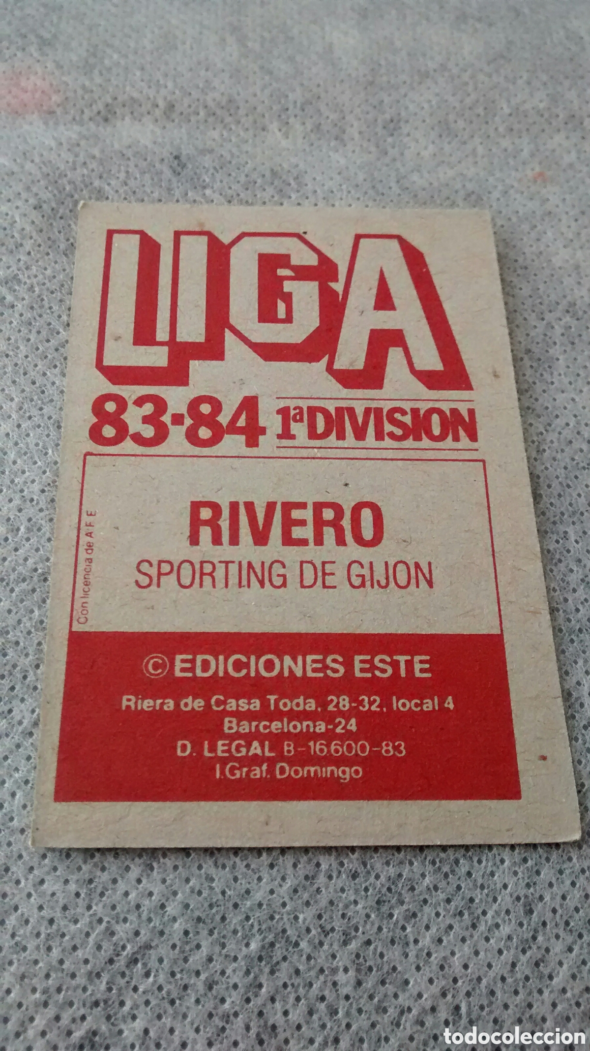 Cromos de f&uacute;tbol: RIVERO ESTE 83 84 (A2) - Foto 2