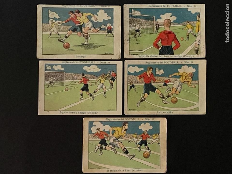 Cromos de F&uacute;tbol: LOTE DE 5 CROMOS - REGLAMENTO DEL FOOT-BALL (FUTBOL)