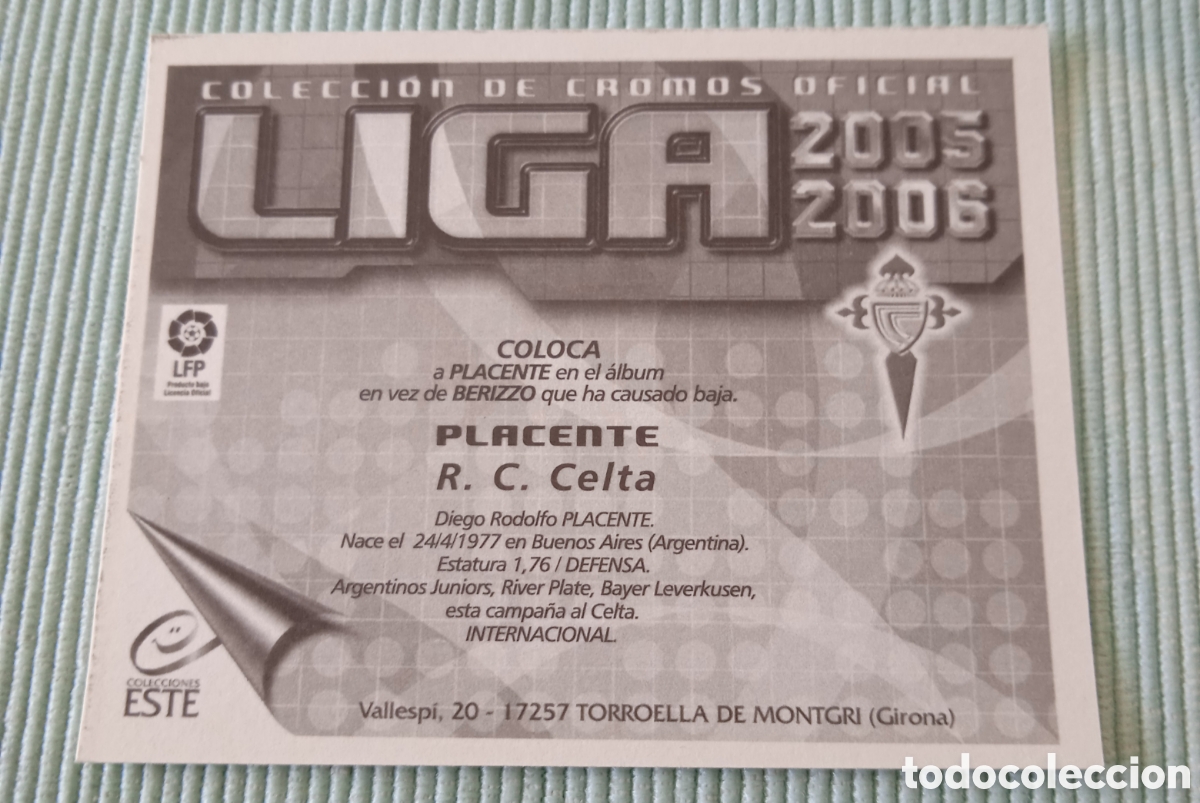 Cromos de f&uacute;tbol: Placente Celta coloca liga 2005-2006 - Foto 2
