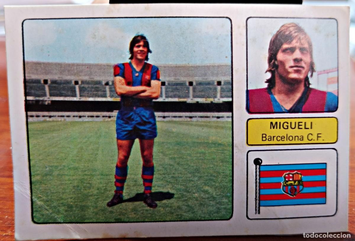 Figurine di Calcio: CROMO FUTBOL EDICS FHER DISGRA LIGA 73 74 1973 1974 MIGUELI F.C. BARCELONA FICHAJE N&ordm; 4, Buen estado