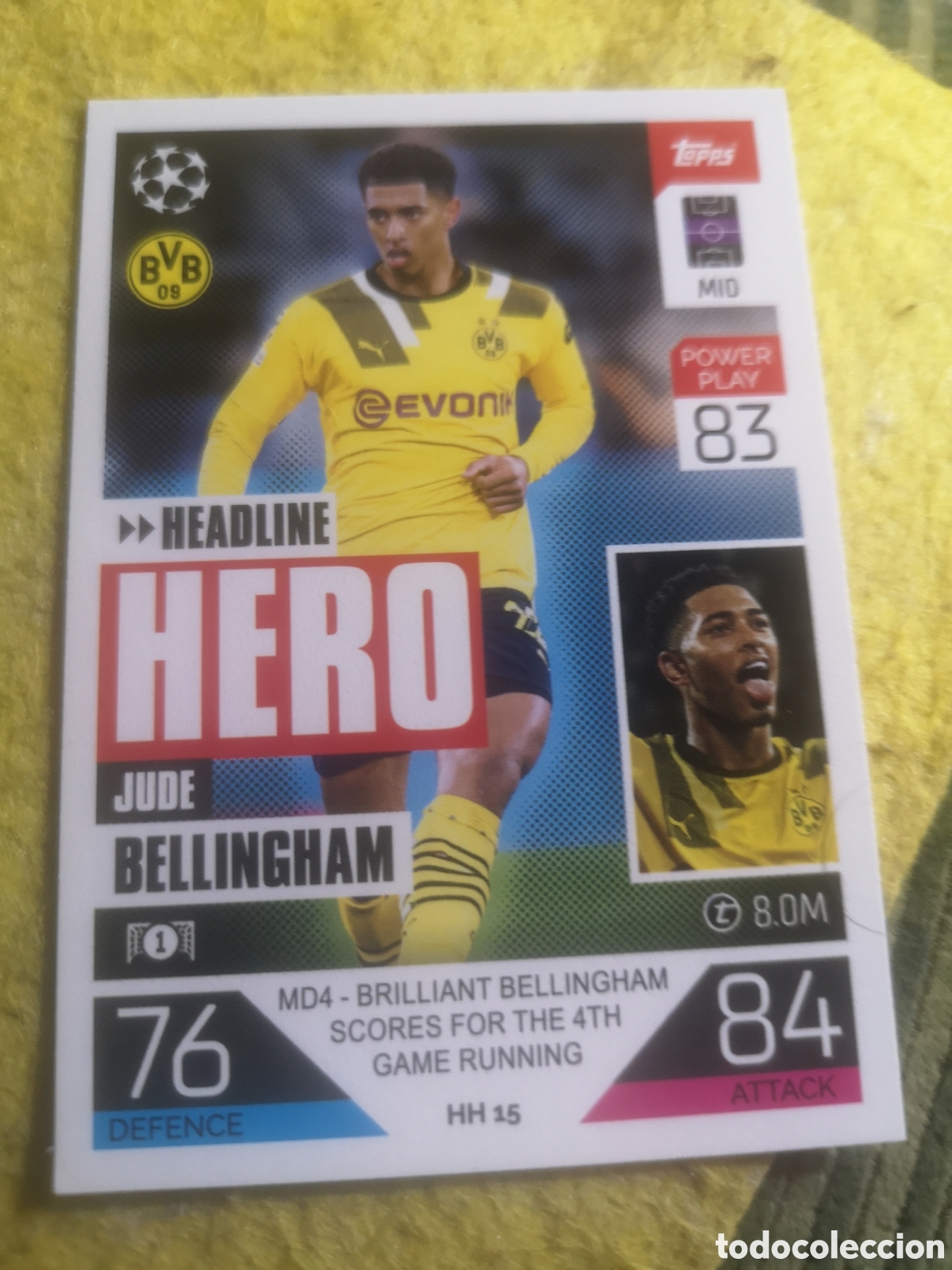 Cromos de f&uacute;tbol: TOPPS MATCH ATTAX EXTRA 2022 2023 HEADLINE HERO JUDE BELLINGHAM HH 15 BORUSSIA DORTMUND