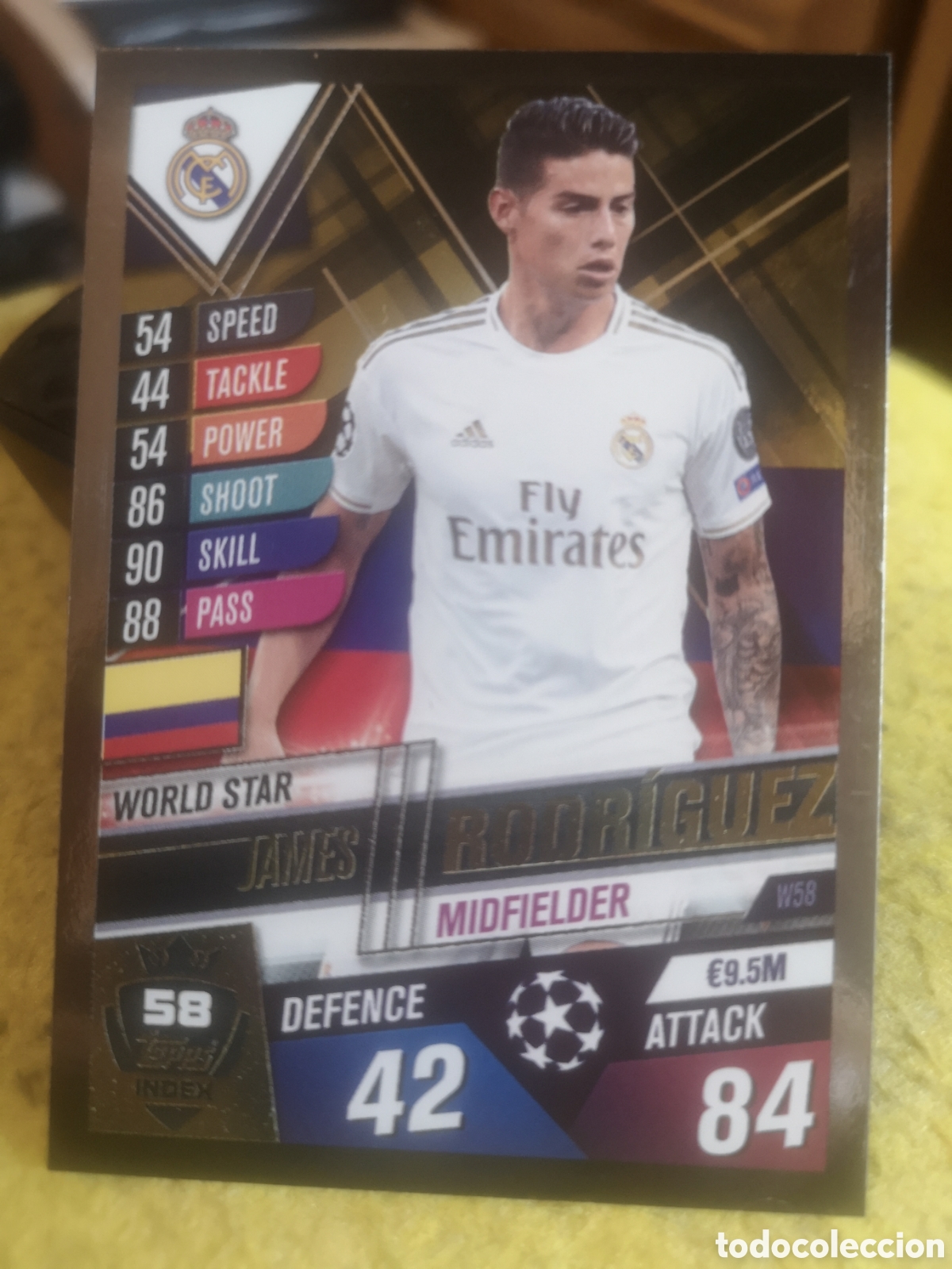 Cromos de F&uacute;tbol: W58 JAMES RODRIGUEZ REAL MADRID WORLD STAR TOPPS MATCH ATTAX 101 2019 2020.