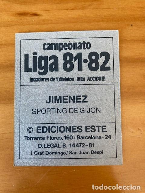 Cromos de f&uacute;tbol: JIMENEZ SPORTING DE GIJON 81-82 ESTE NUNCA PEGADO - Foto 2