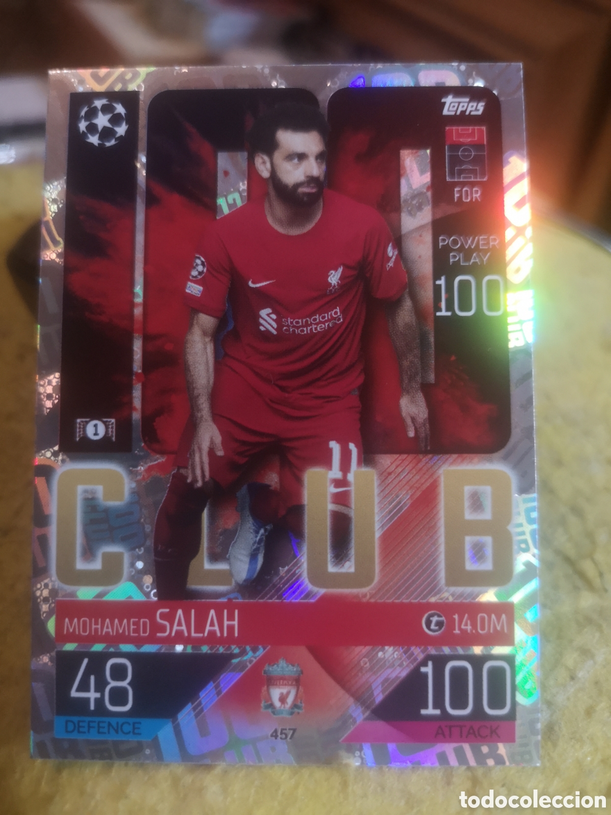 Cartes &agrave; collectionner de Football: TOPPS MATCH ATTAX 2022 2023 100 CLUB CHAMPIONS MOHAMED SALAH 457 LIVERPOOL