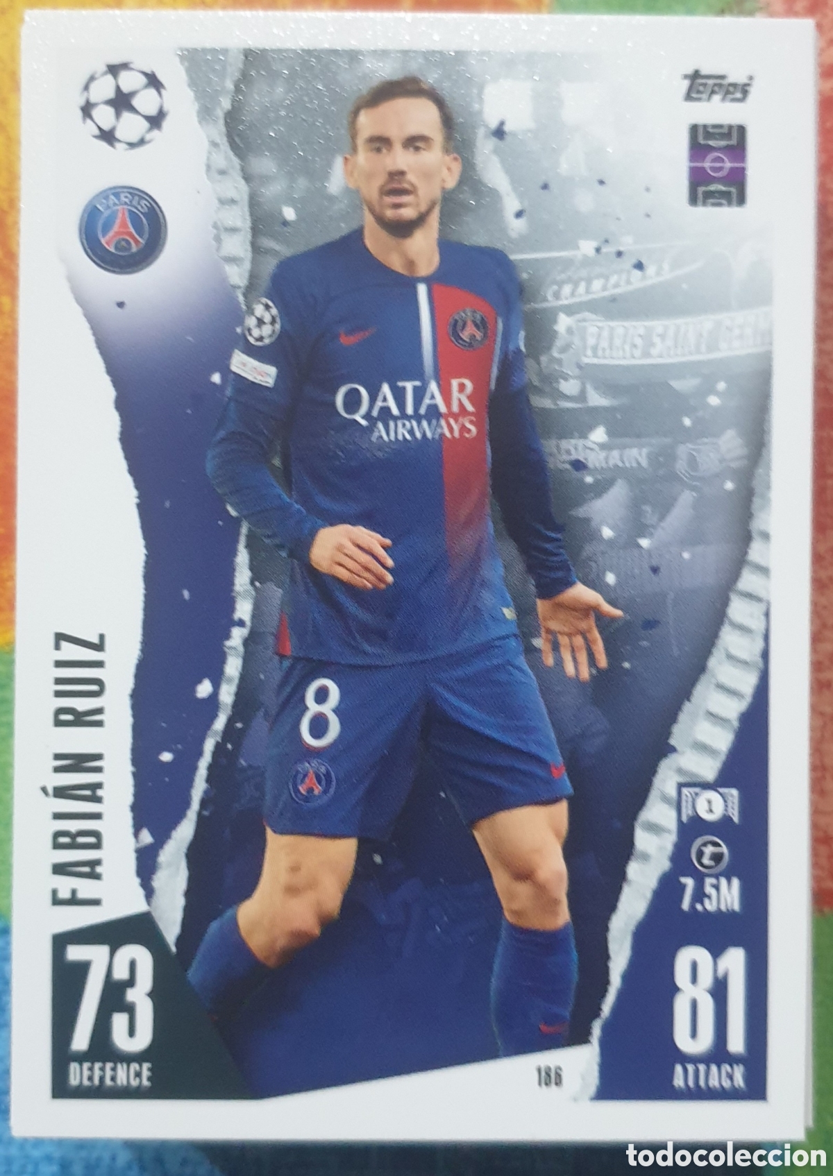 Fu&szlig;ball-Sticker: 186 Fabi&aacute;n psg topps match attax 23 24