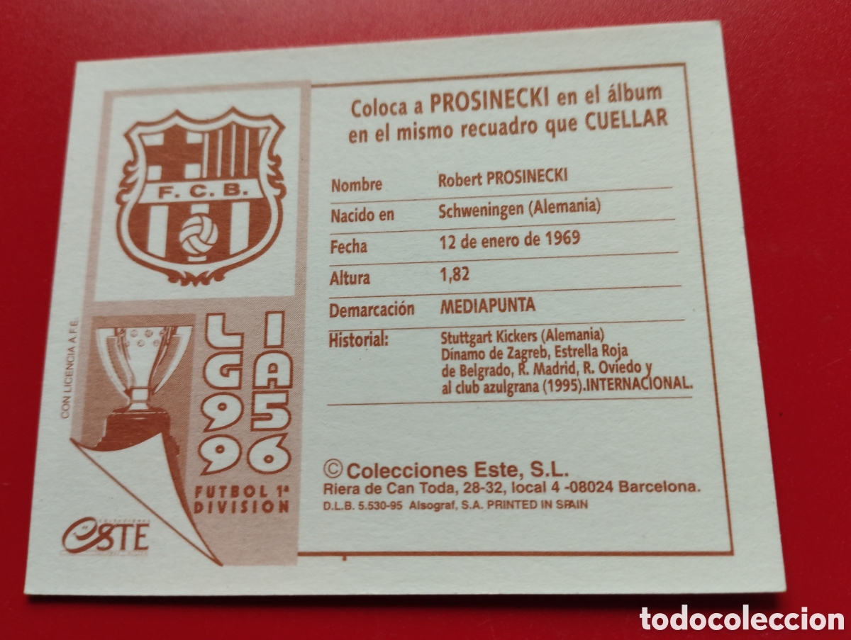 Cromos de f&uacute;tbol: Prosinecki Coloca Este 95-96 - Foto 3