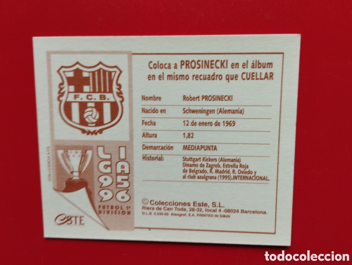 Cromos de f&uacute;tbol: Prosinecki Coloca Este 95-96 - Foto 4