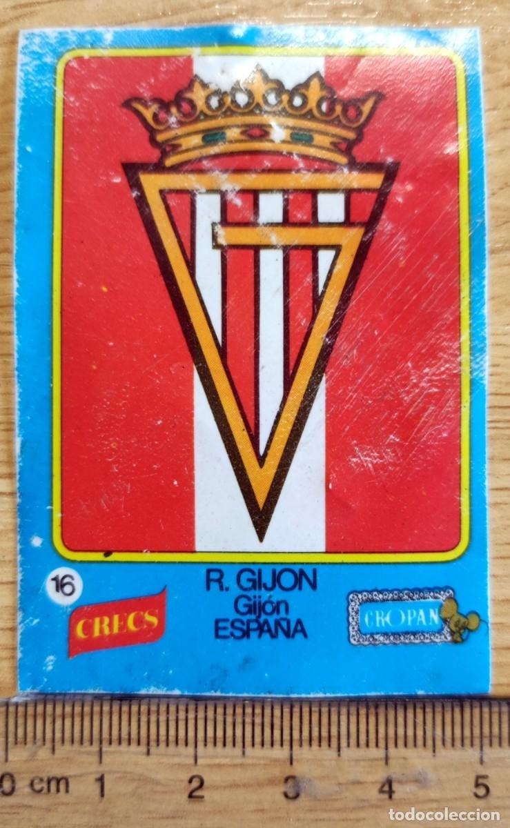 Cromos de F&uacute;tbol: SPORTING GIJON FUTBOL cromo n&ordm; 16 del &aacute;lbum de los Escudos de Cropan CRECS