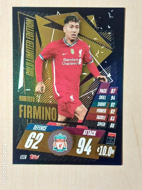 Fu&szlig;ball-Sticker: N&ordm; LE1G FIRMINO - TOPPS Match Attax Champions League 2020-21 - Ediciones Limitada GOLD