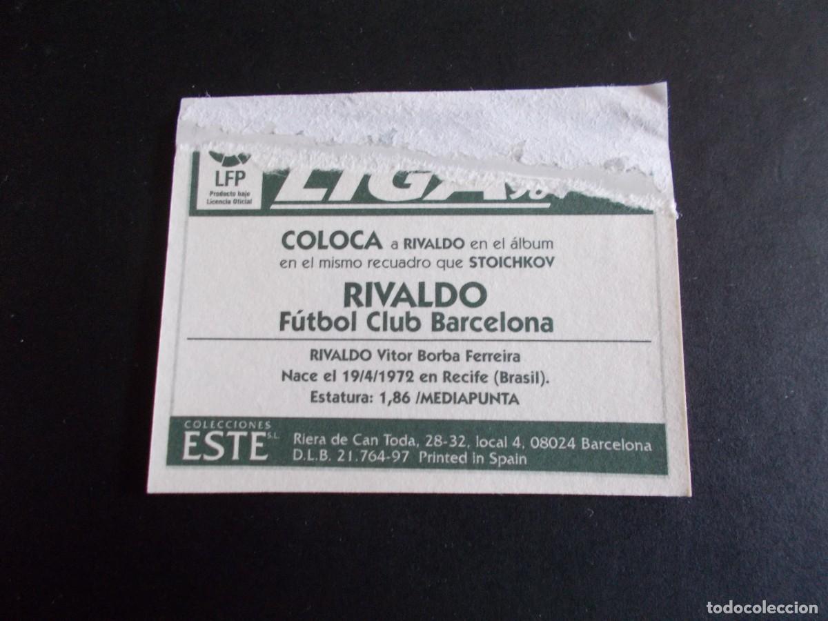 Cromos de f&uacute;tbol: ESTE 97-98 COLOCA RIVALDO BARCELONA VENTANILLA - Foto 2