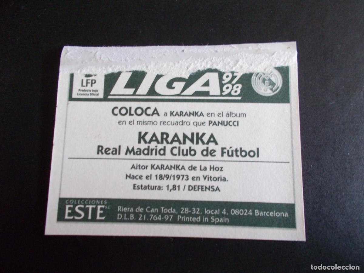 Cromos de f&uacute;tbol: ESTE 97-98 COLOCA KARANKA MADRID VENTANILLA - Foto 2