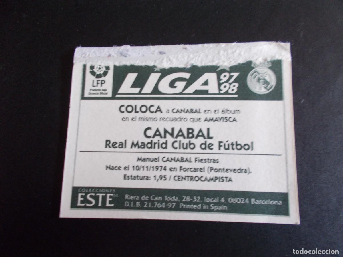 Cromos de f&uacute;tbol: ESTE 97-98 COLOCA CANABAL MADRID VENTANILLA - Foto 2