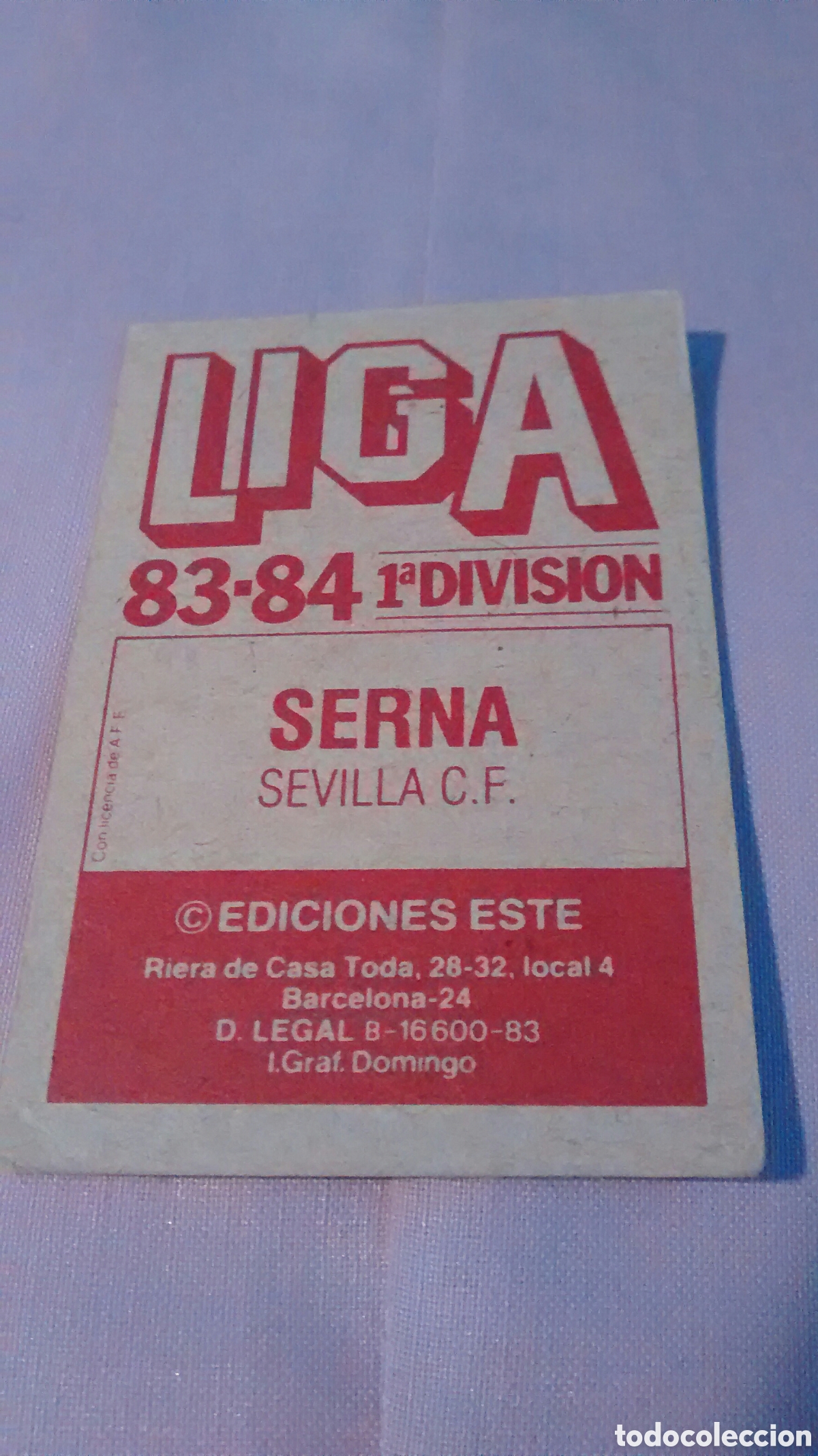 Cromos de f&uacute;tbol: SERNA ESTE 83 84 - Foto 2