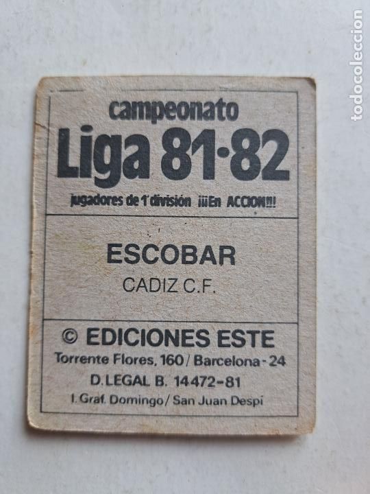 Cromos de f&uacute;tbol: ESTE 81-82 1981 1982 ESCOBAR CADIZ - Foto 2